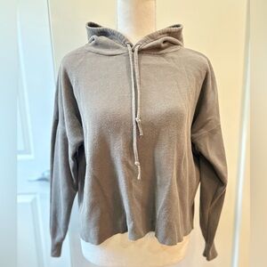 Oak + Fort Oversized Knit Hoodie Long Sleeve Khaki Grayish Green XS/S